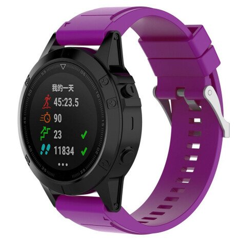 Curea ceas Smartwatch Garmin Fenix 7 / 6 / 5 Plus / 5, 22 mm Silicon iUni Purple